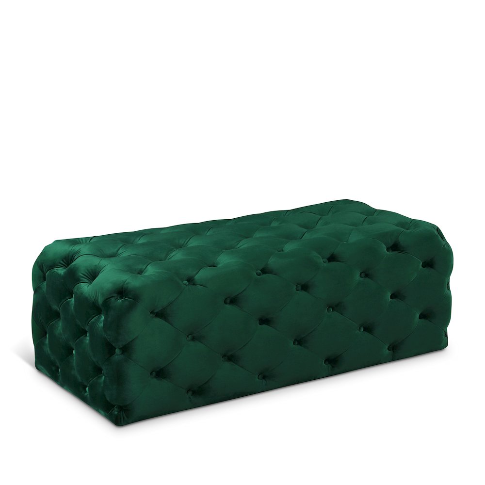 Casey Green Velvet Ottoman/Bench. Picture 1