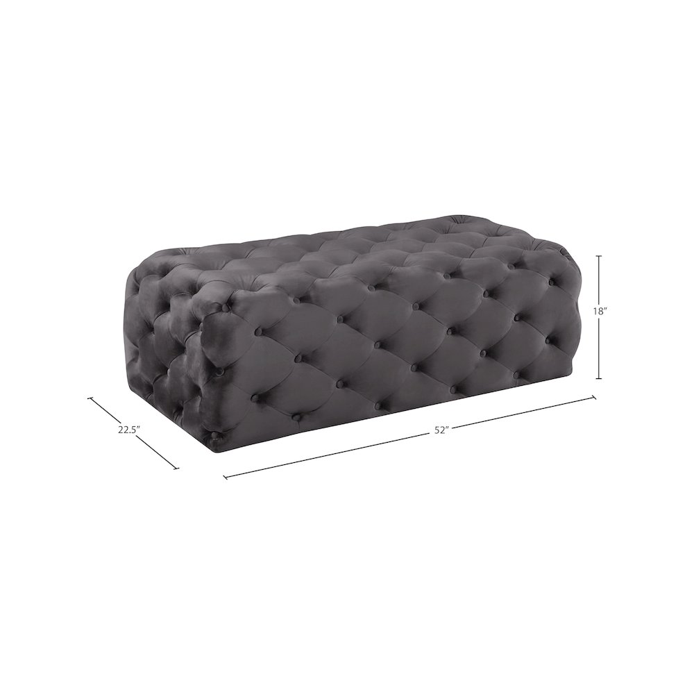 Casey Grey Velvet Ottoman/Bench. Picture 3