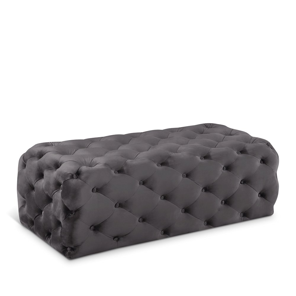 Casey Grey Velvet Ottoman/Bench. Picture 1
