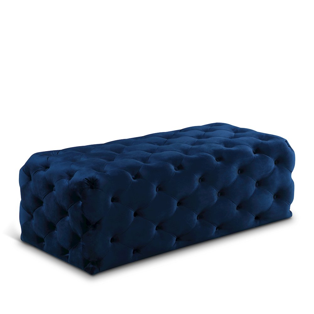 Casey Navy Velvet Ottoman/Bench. Picture 1