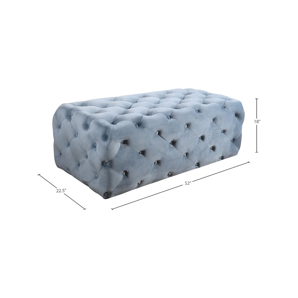 Casey Sky Blue Velvet Ottoman/Bench. Picture 3