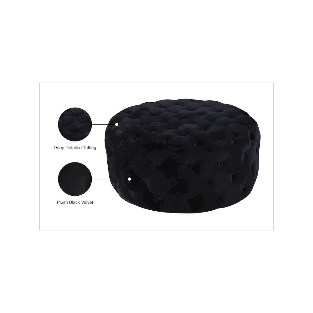 Addison Black Velvet Ottoman/Bench. Picture 4