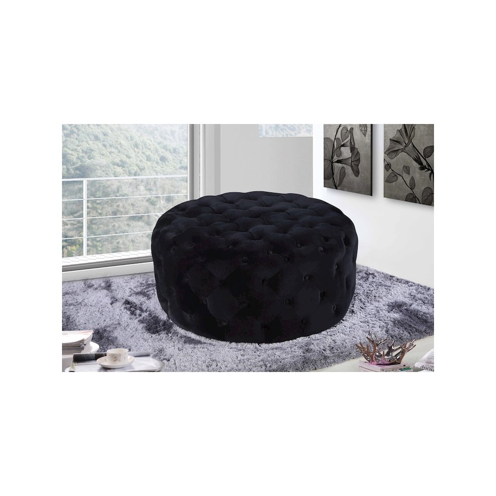 Addison Black Velvet Ottoman/Bench. Picture 2