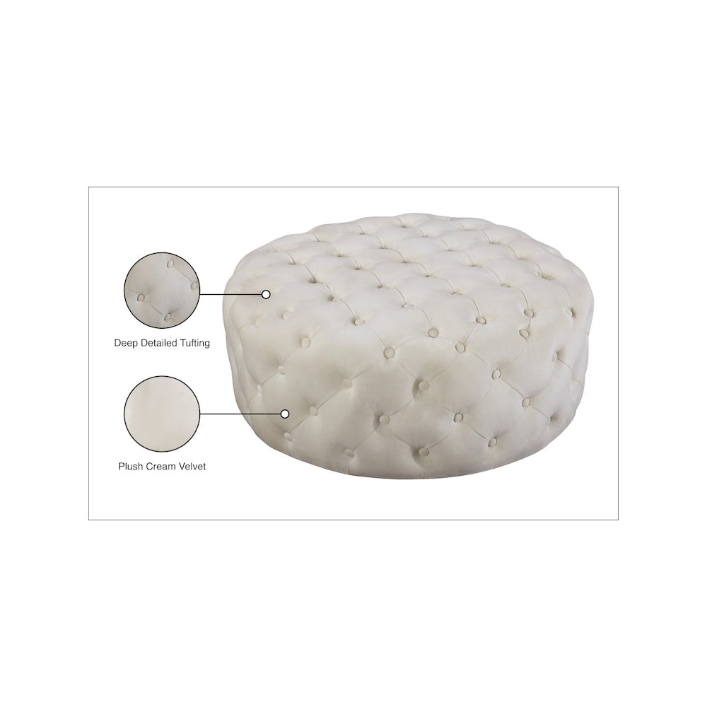 Addison Cream Velvet Ottoman/Bench. Picture 4