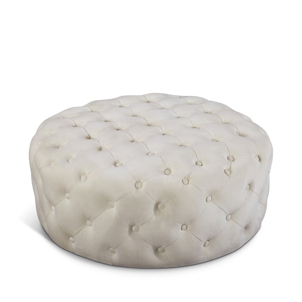 Addison Cream Velvet Ottoman/Bench. Picture 1