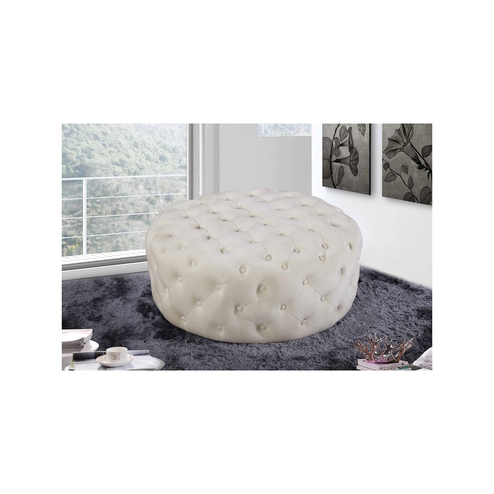 Addison Cream Velvet Ottoman/Bench. Picture 2