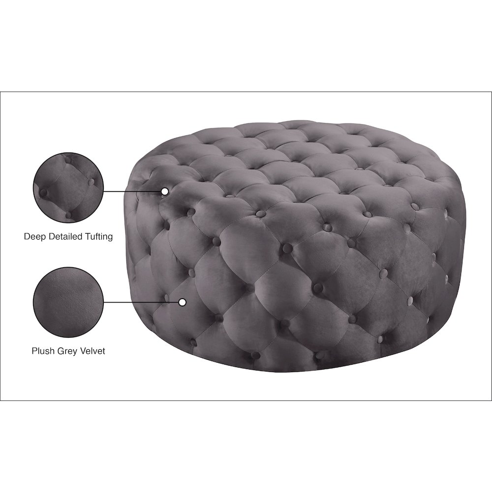 Addison Grey Velvet Ottoman/Bench. Picture 4