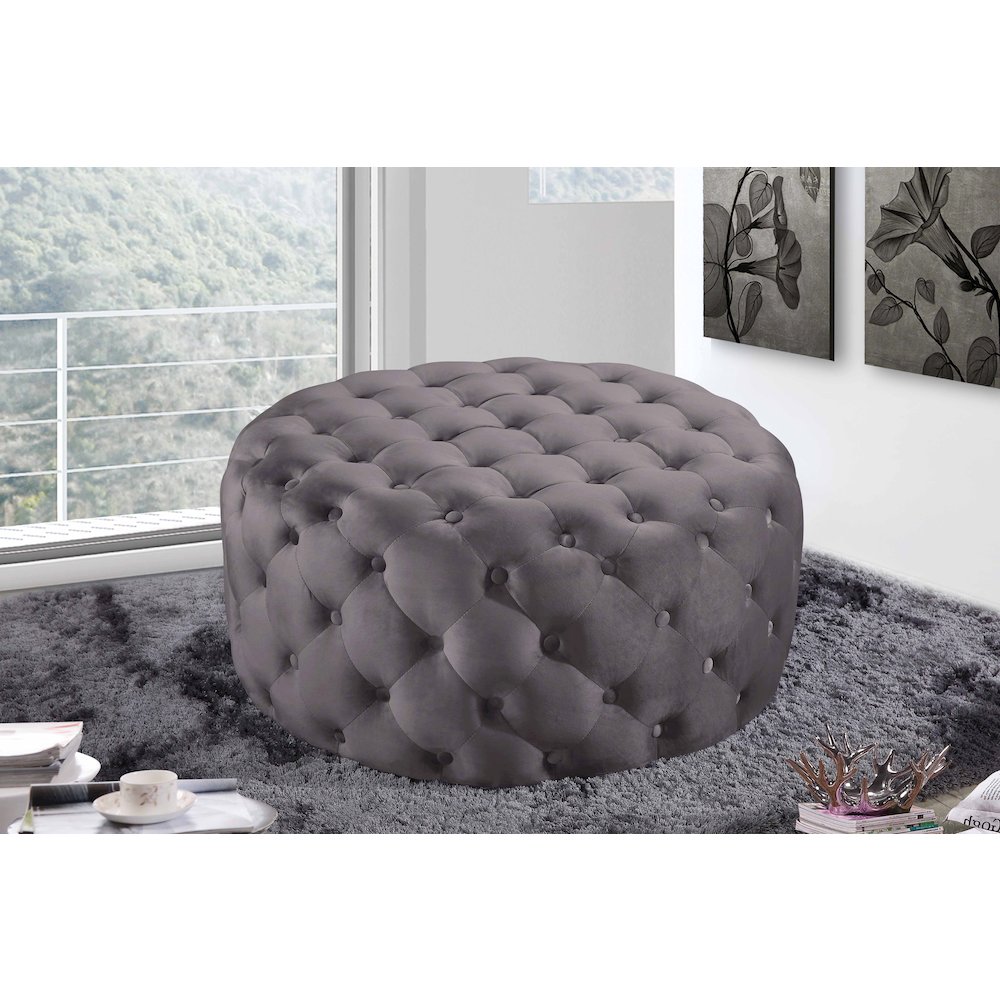 Addison Grey Velvet Ottoman/Bench. Picture 2
