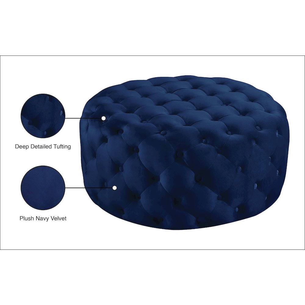 Addison Navy Velvet Ottoman/Bench. Picture 4