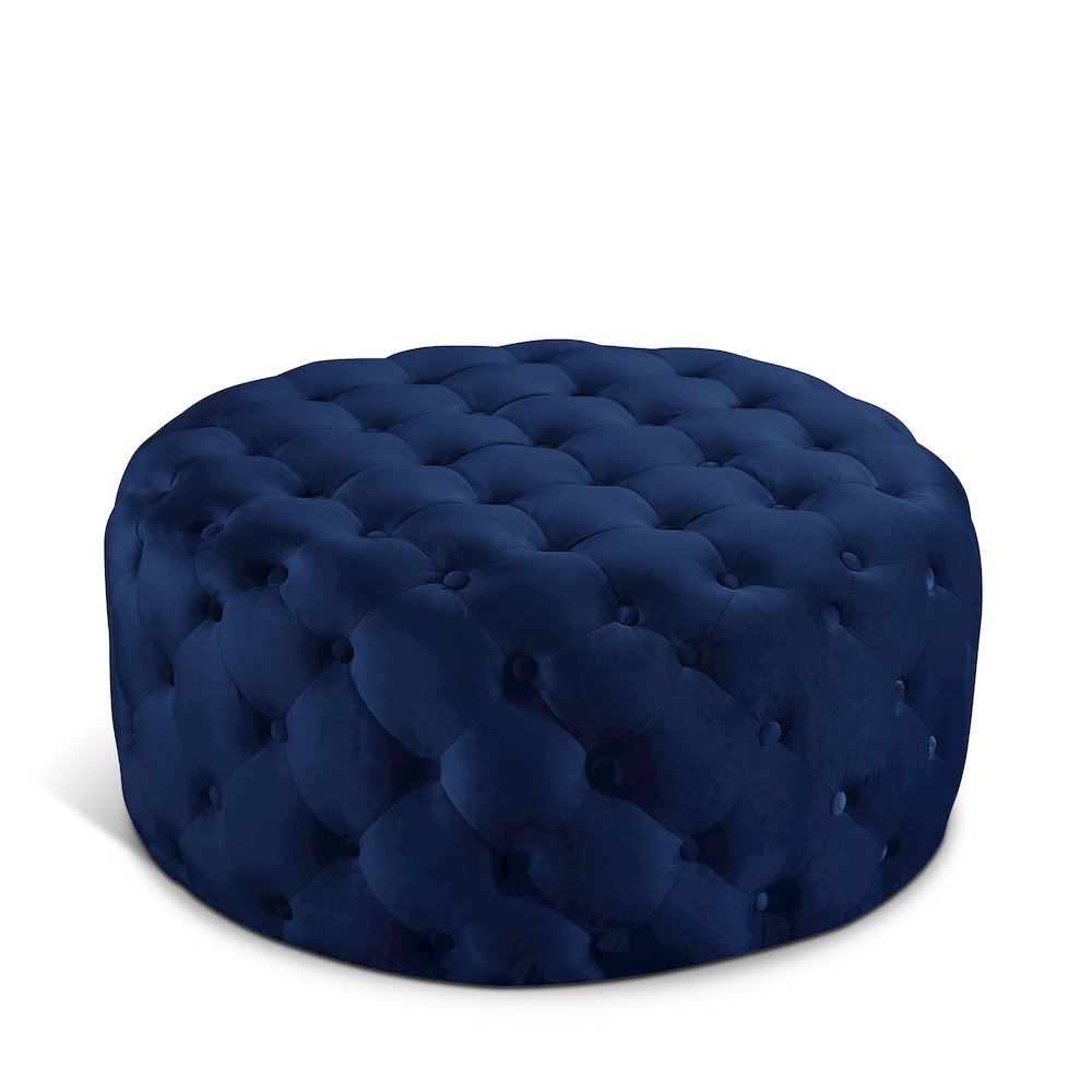 Addison Navy Velvet Ottoman/Bench. Picture 1