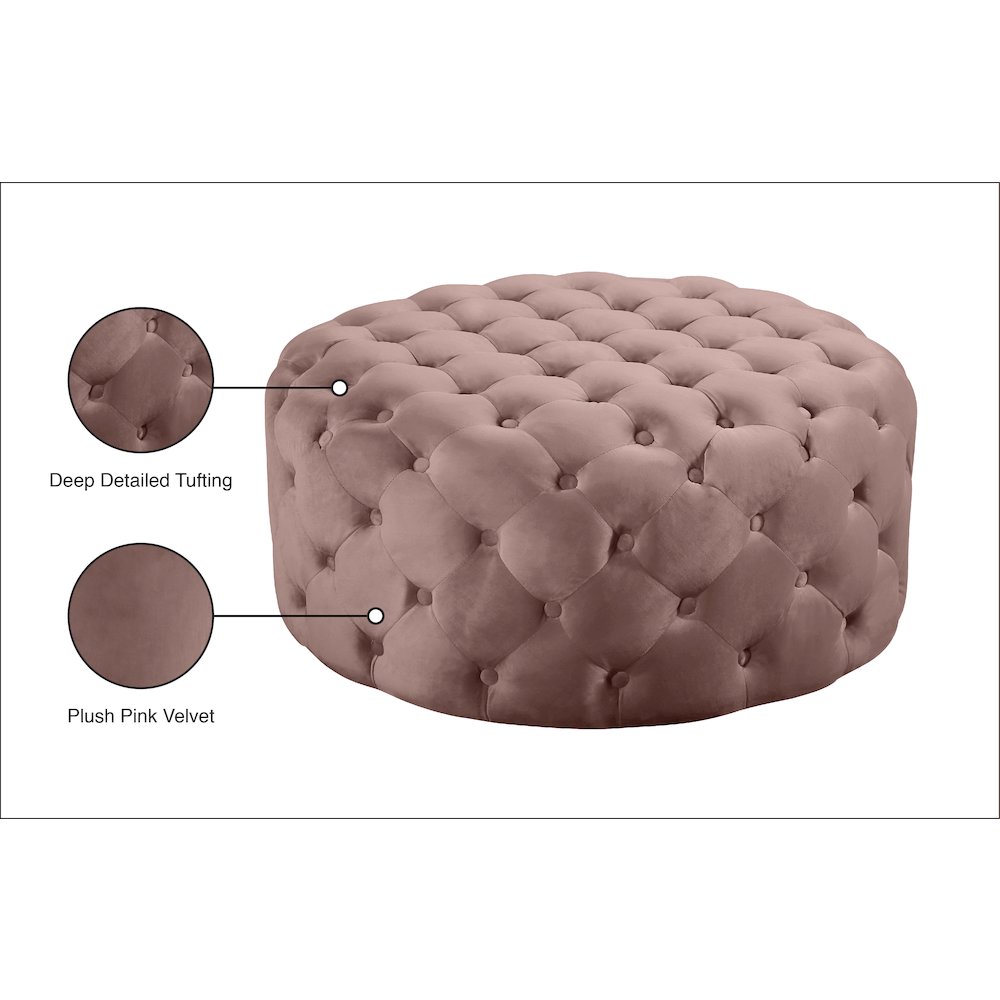 Addison Pink Velvet Ottoman/Bench. Picture 4