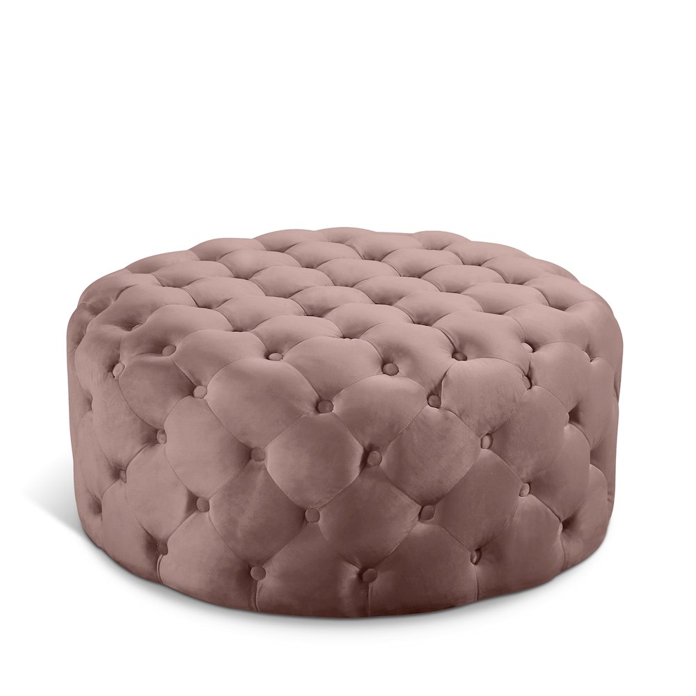 Addison Pink Velvet Ottoman/Bench. Picture 1