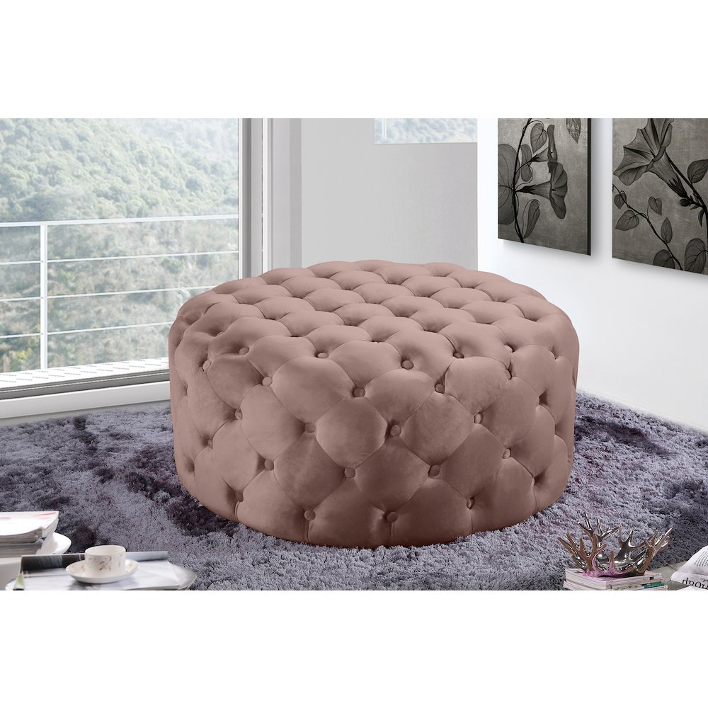 Addison Pink Velvet Ottoman/Bench. Picture 2