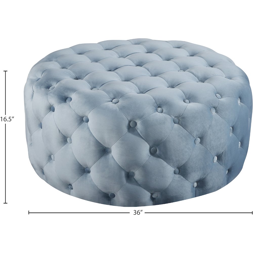 Addison Sky Blue Velvet Ottoman/Bench. Picture 3