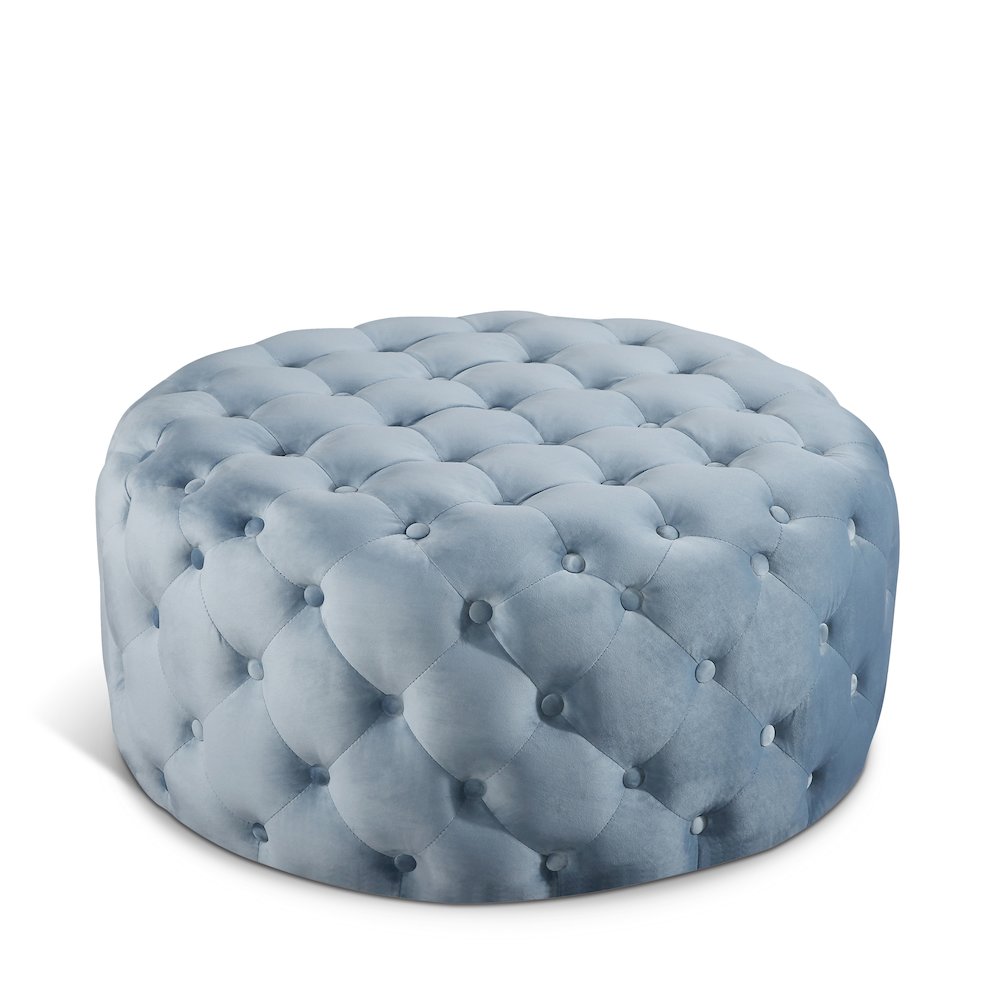 Addison Sky Blue Velvet Ottoman/Bench. Picture 1