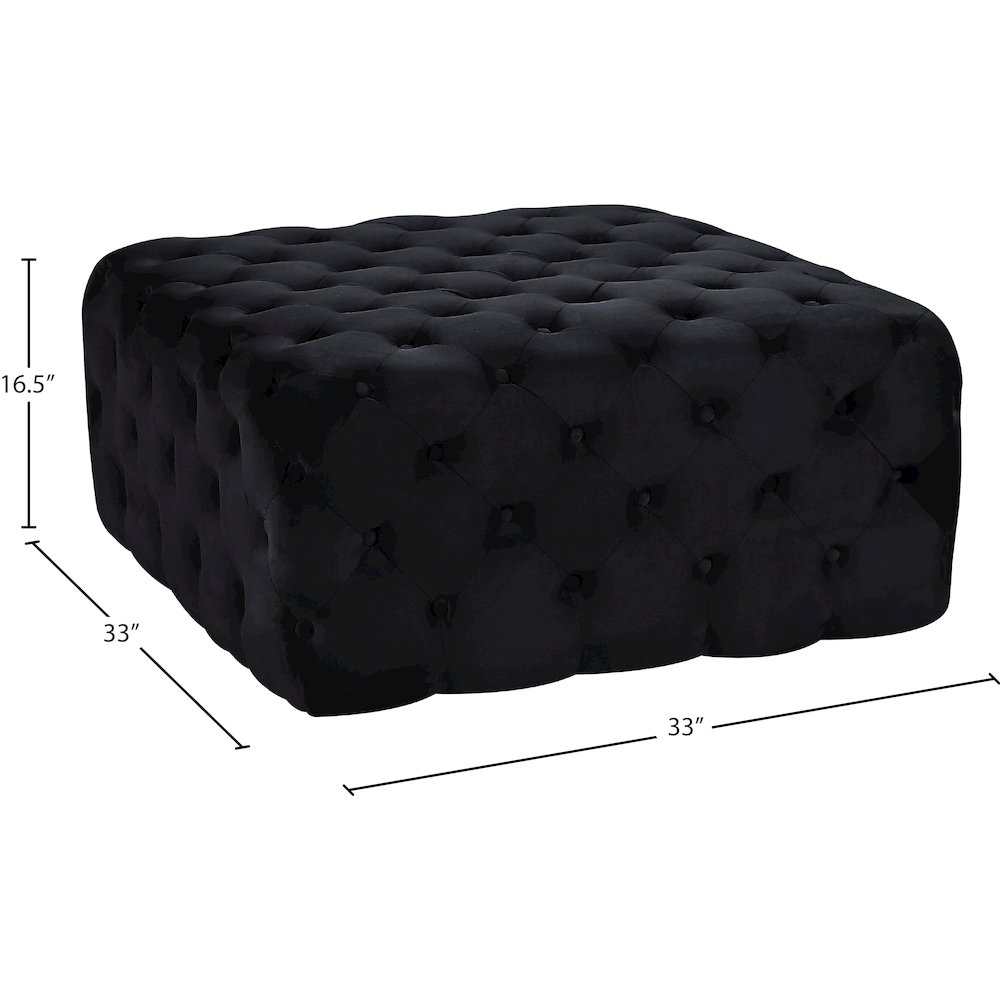 Ariel Black Velvet Ottoman/Bench. Picture 3