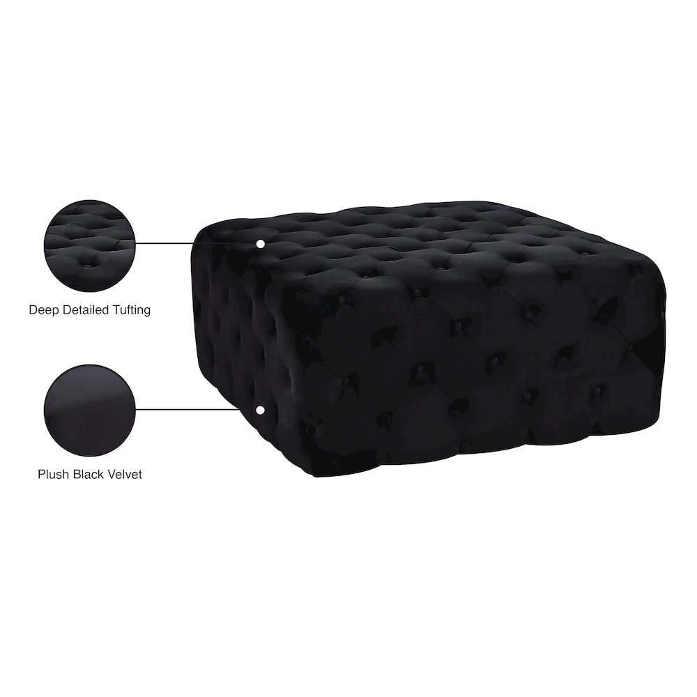 Ariel Black Velvet Ottoman/Bench. Picture 4