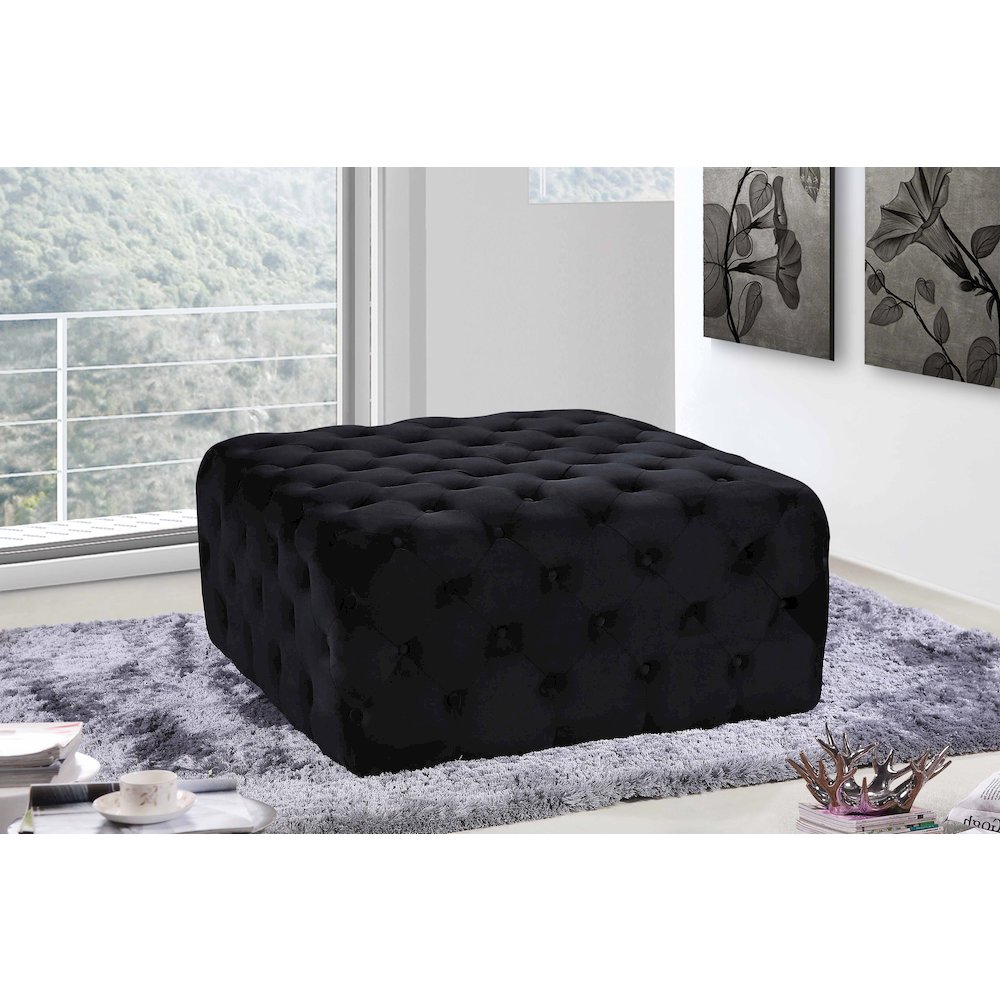 Ariel Black Velvet Ottoman/Bench. Picture 2