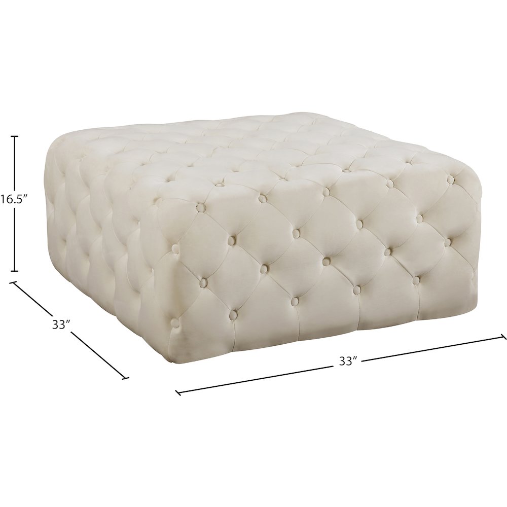 Ariel Cream Velvet Ottoman/Bench. Picture 3