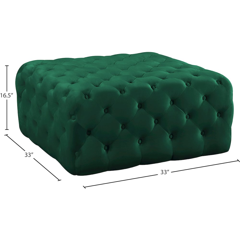 Ariel Green Velvet Ottoman/Bench. Picture 3