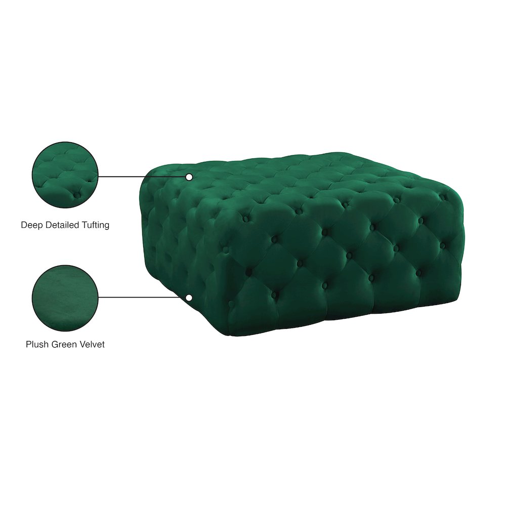 Ariel Green Velvet Ottoman/Bench. Picture 4