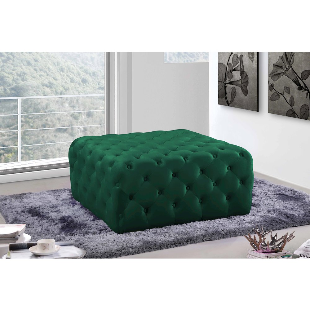 Ariel Green Velvet Ottoman/Bench. Picture 2