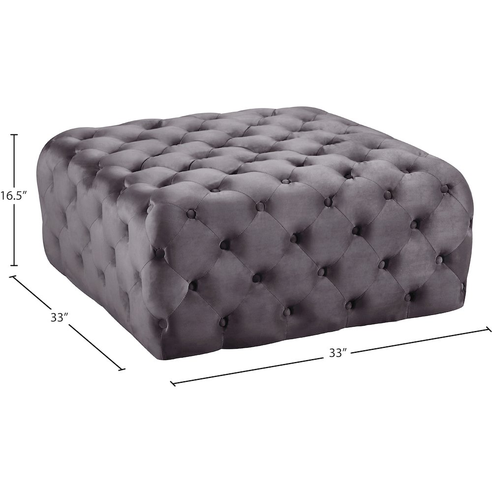 Ariel Grey Velvet Ottoman/Bench. Picture 3