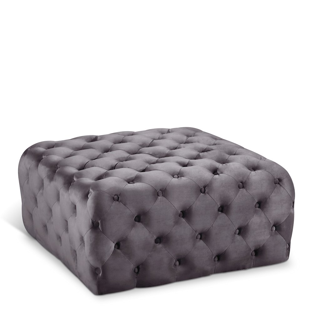 Ariel Grey Velvet Ottoman/Bench. Picture 1