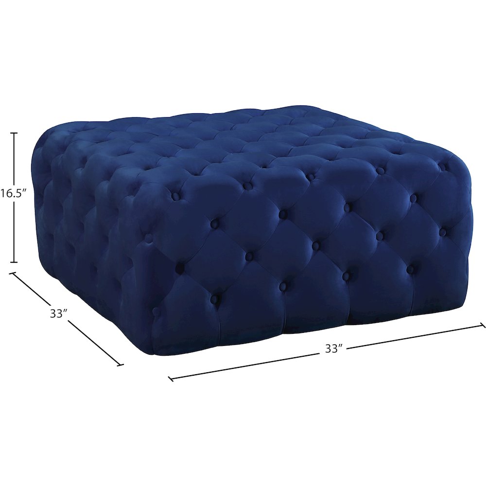 Ariel Navy Velvet Ottoman/Bench. Picture 3