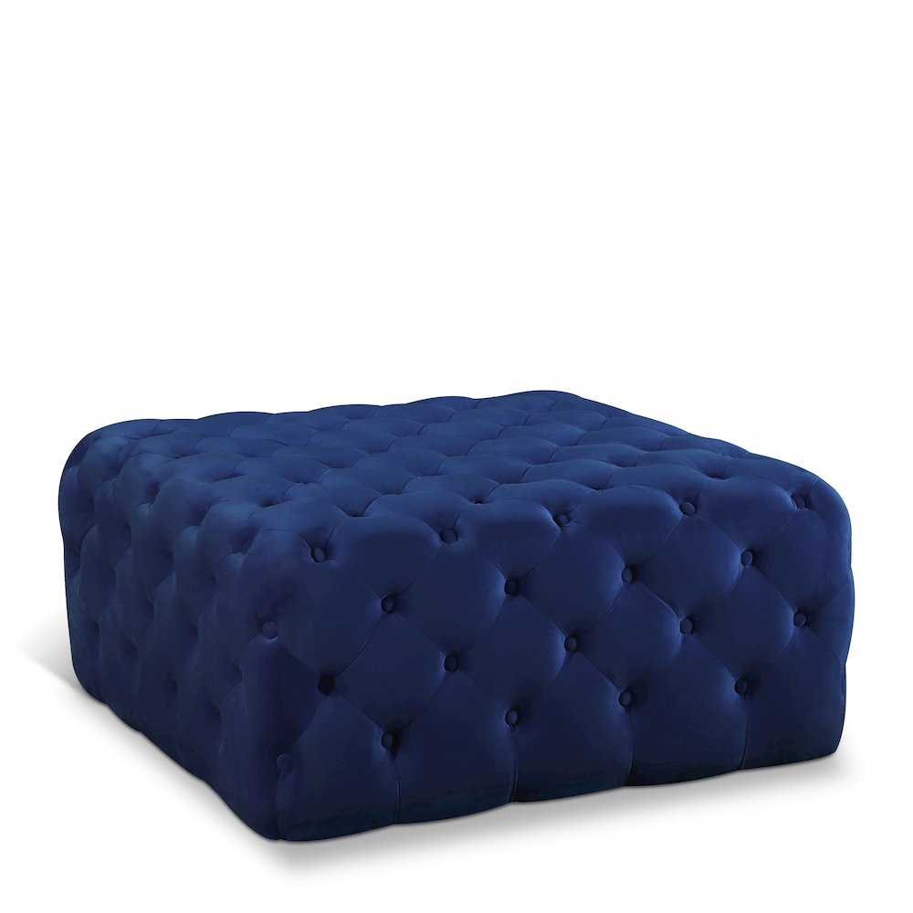 Ariel Navy Velvet Ottoman/Bench. Picture 1
