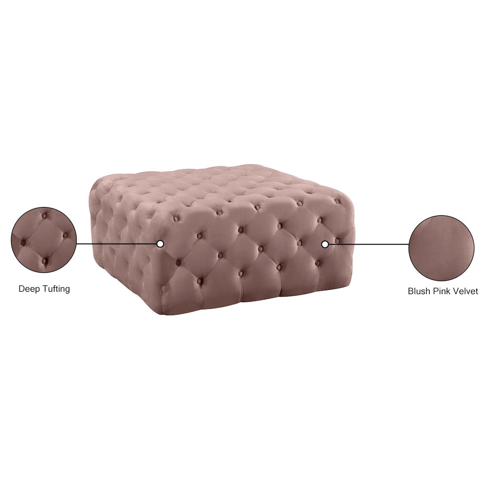 Ariel Pink Velvet Ottoman/Bench. Picture 4