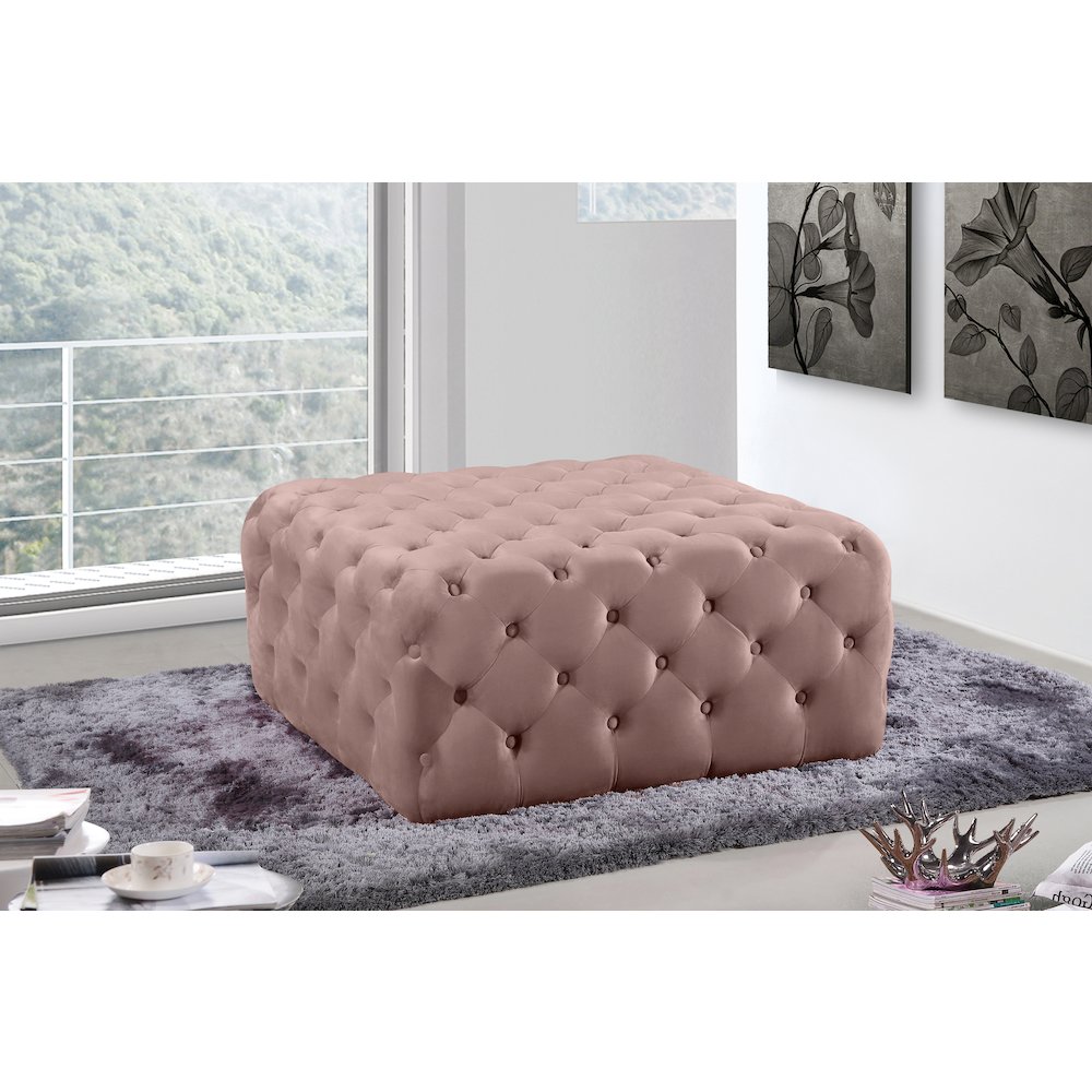 Ariel Pink Velvet Ottoman/Bench. Picture 2