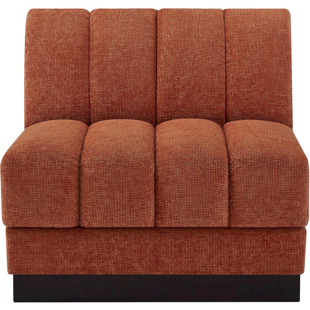 Quinn Cognac Chenille Fabric Armless Chair. Picture 4