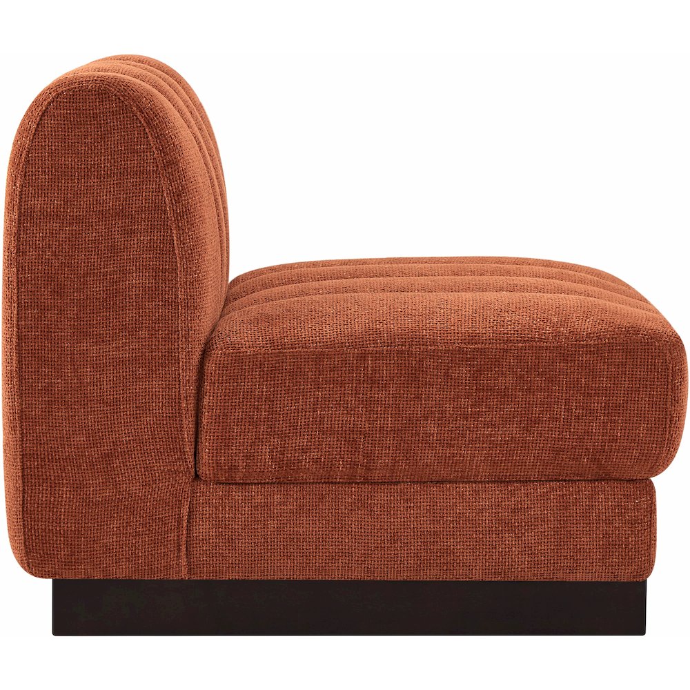 Quinn Cognac Chenille Fabric Armless Chair. Picture 6