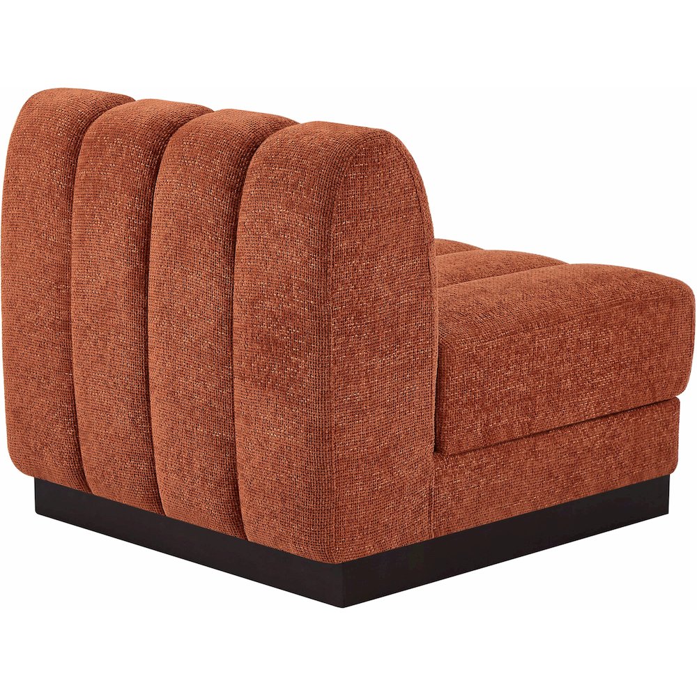 Quinn Cognac Chenille Fabric Armless Chair. Picture 7