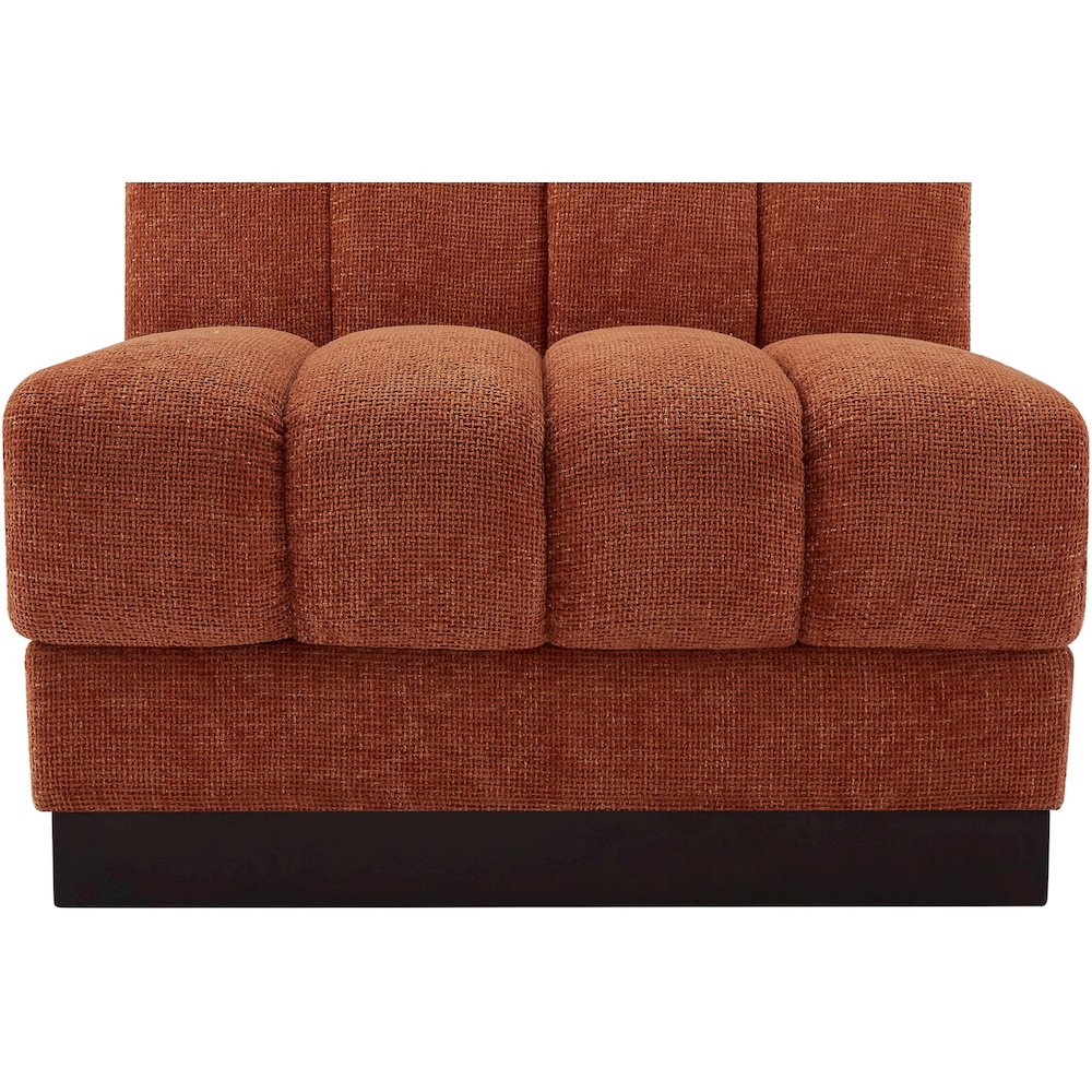 Quinn Cognac Chenille Fabric Armless Chair. Picture 8