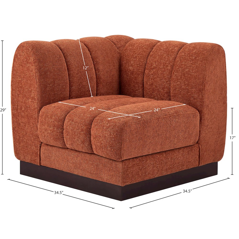 Quinn Cognac Chenille Fabric Corner Chair. Picture 8