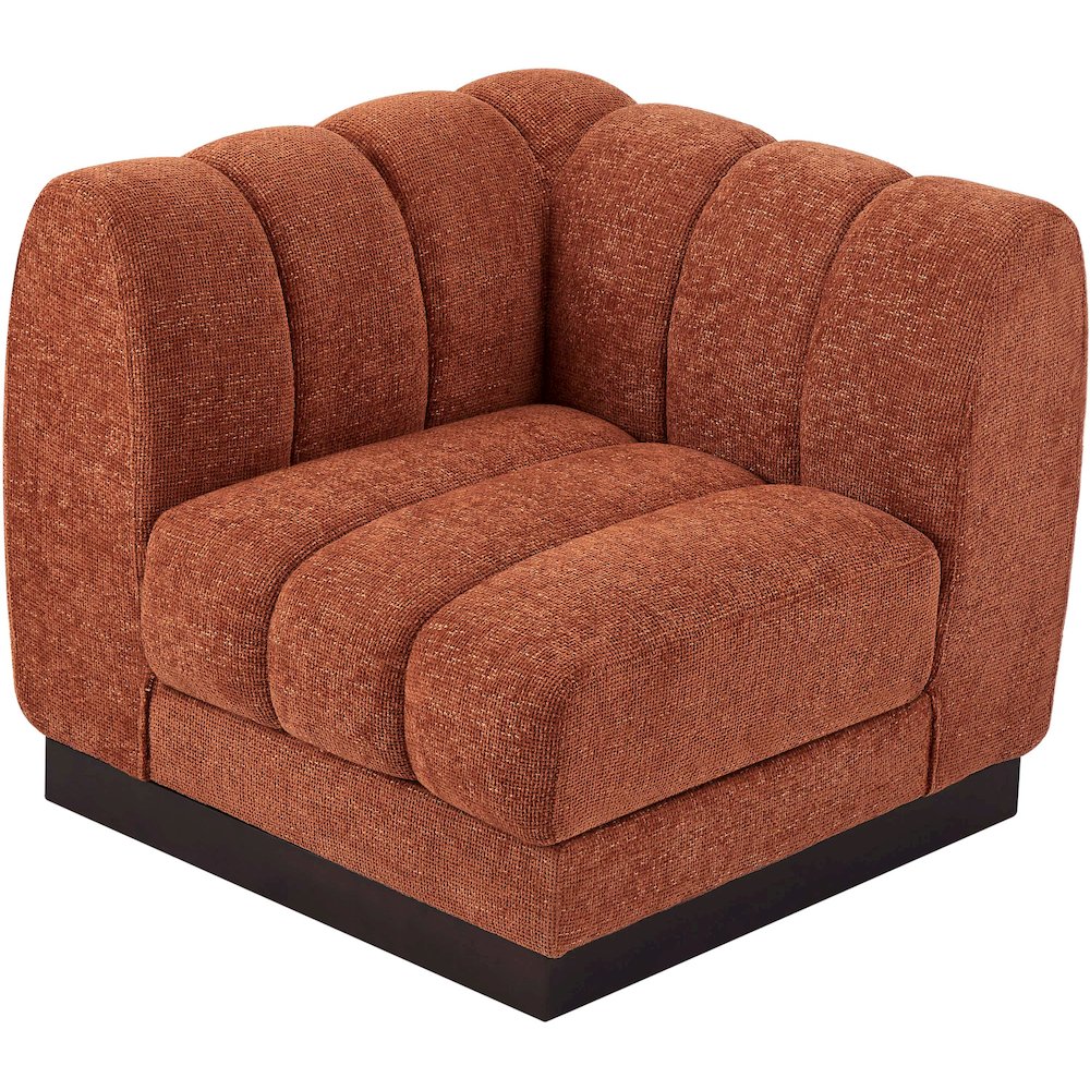 Quinn Cognac Chenille Fabric Corner Chair. Picture 4