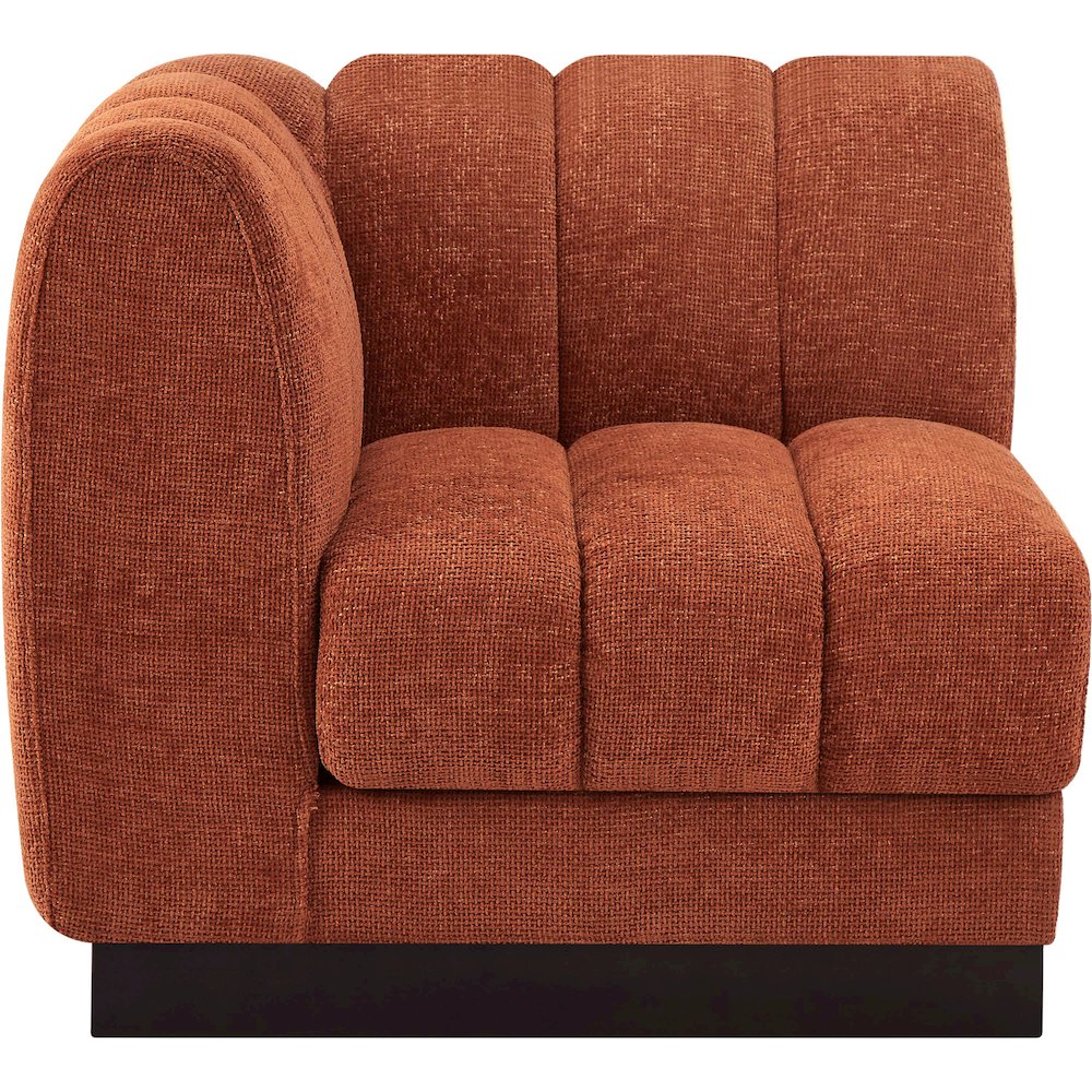 Quinn Cognac Chenille Fabric Corner Chair. Picture 5
