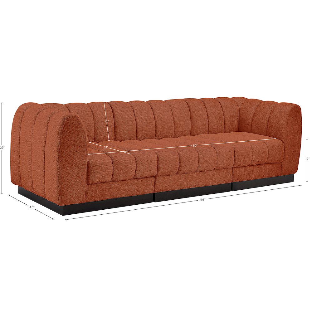 Quinn Cognac Chenille Fabric Modular Sofa. Picture 10