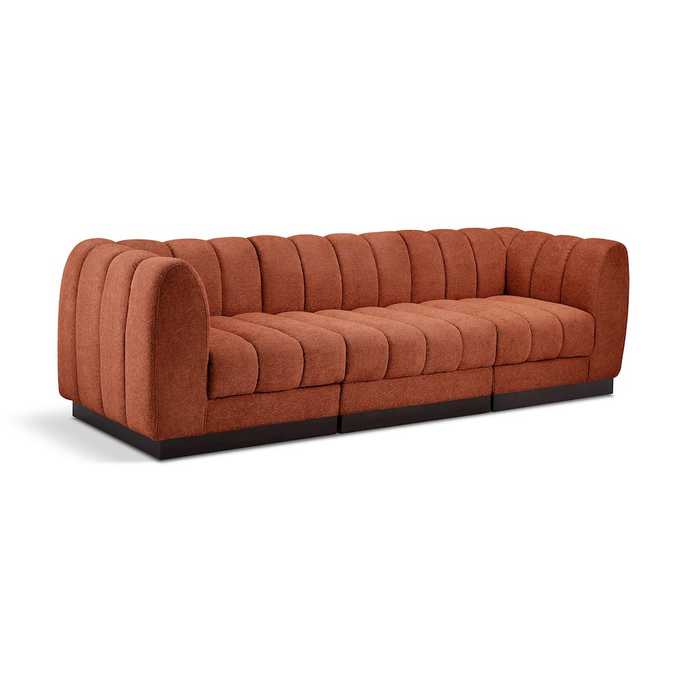 Quinn Cognac Chenille Fabric Modular Sofa. Picture 1