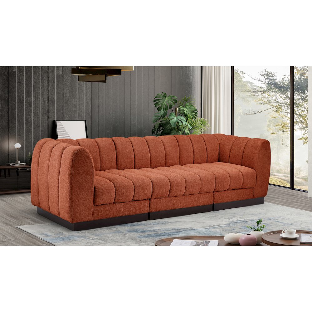 Quinn Cognac Chenille Fabric Modular Sofa. Picture 2