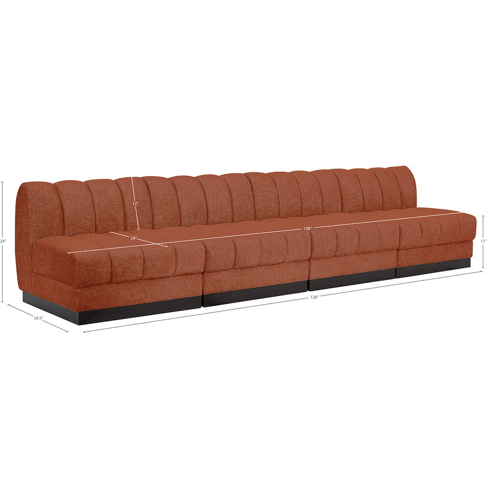 Quinn Cognac Chenille Fabric Modular Sofa. Picture 10