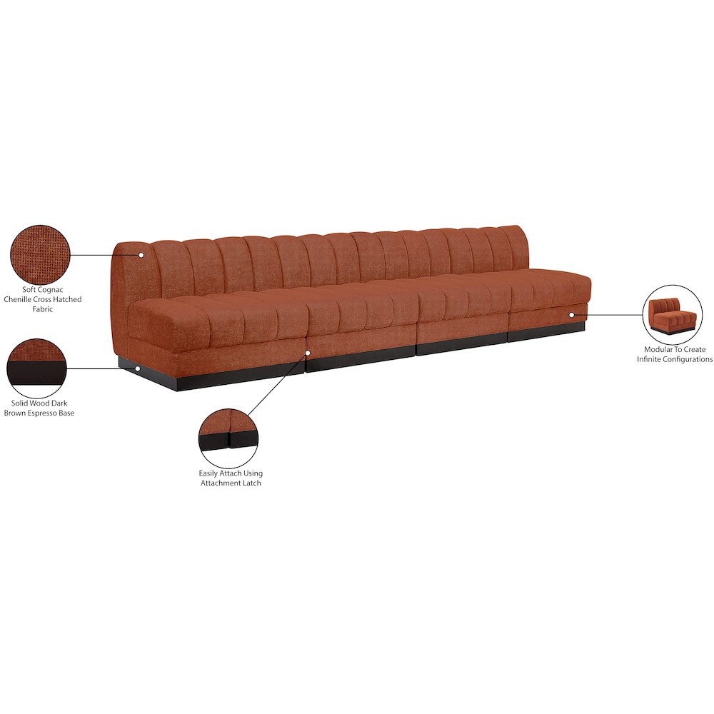 Quinn Cognac Chenille Fabric Modular Sofa. Picture 11