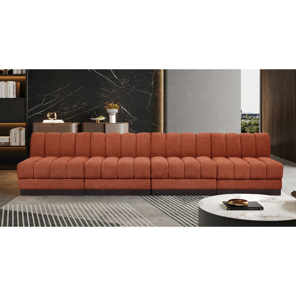 Quinn Cognac Chenille Fabric Modular Sofa. Picture 2