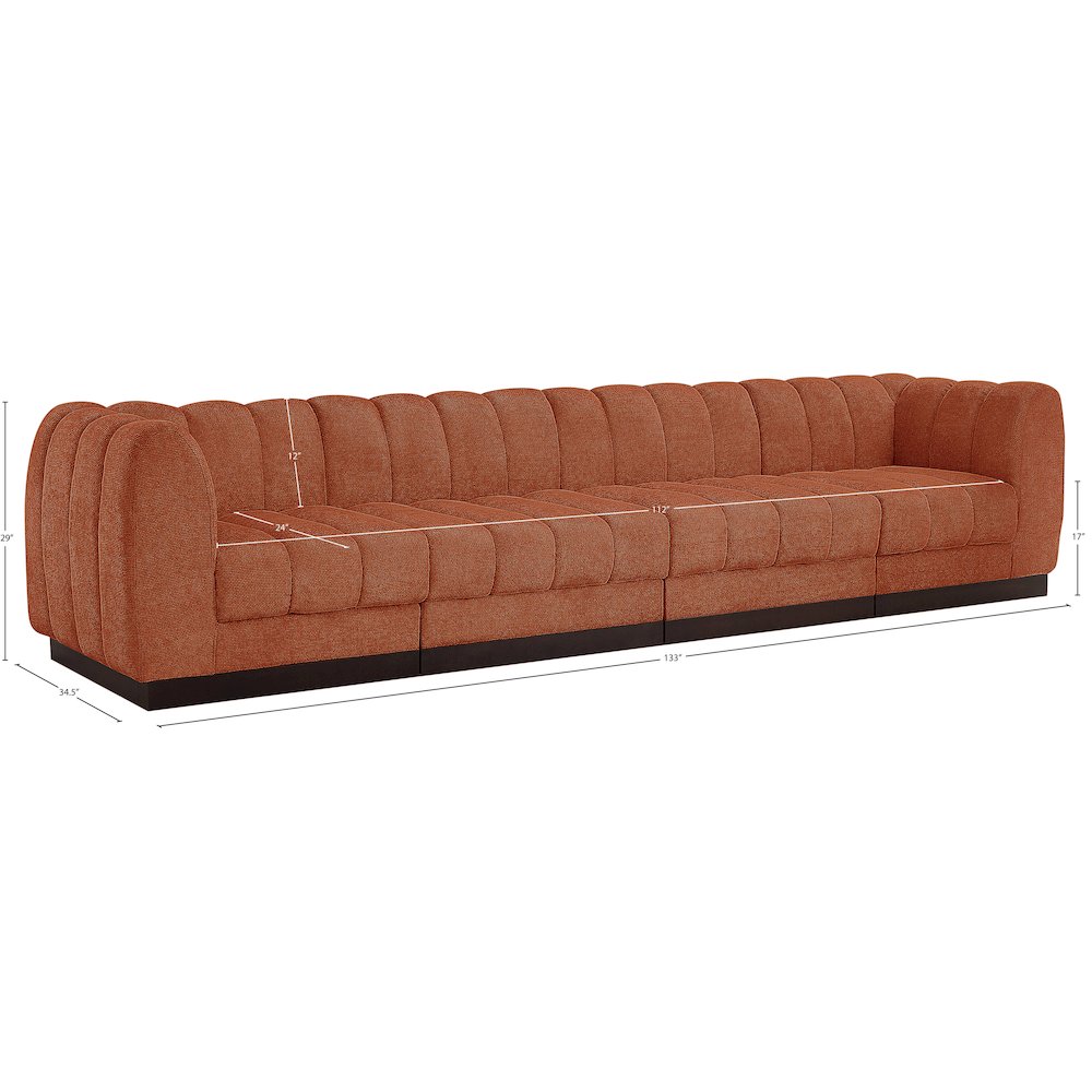 Quinn Cognac Chenille Fabric Modular Sofa. Picture 10