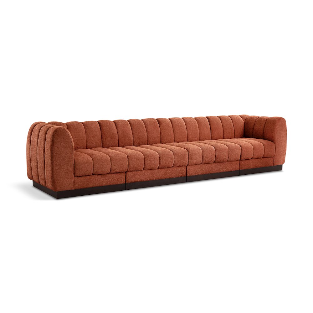 Quinn Cognac Chenille Fabric Modular Sofa. Picture 1