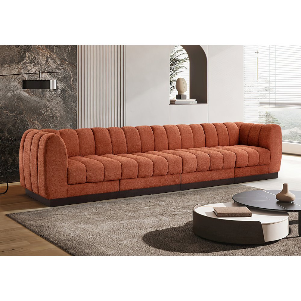 Quinn Cognac Chenille Fabric Modular Sofa. Picture 2