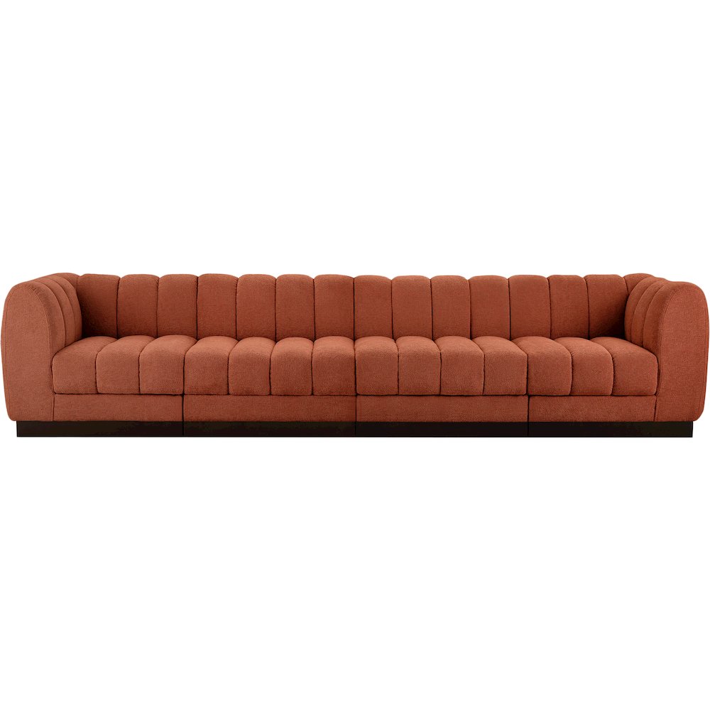 Quinn Cognac Chenille Fabric Modular Sofa. Picture 4
