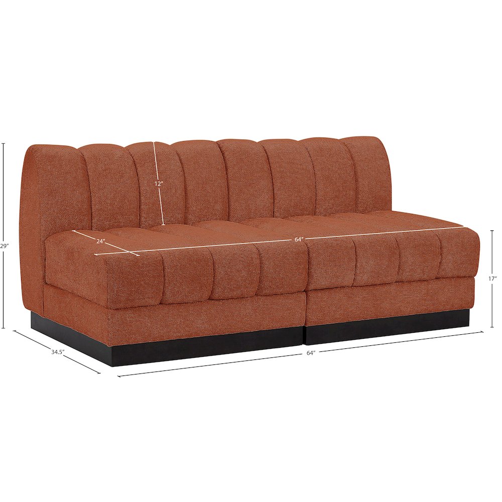 Quinn Cognac Chenille Fabric Modular Sofa. Picture 10